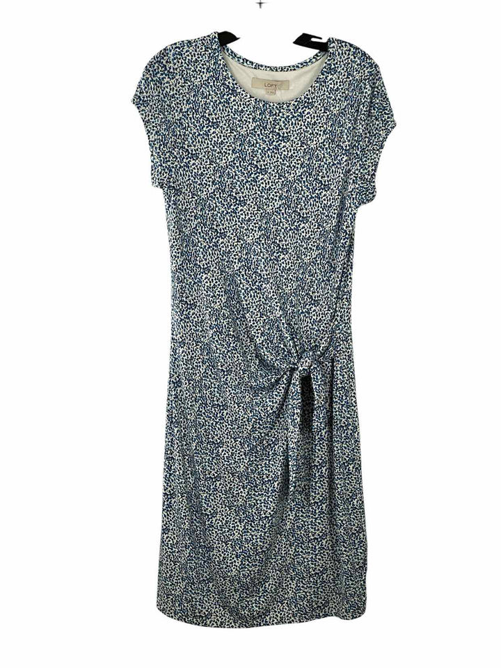 Loft Size M Blue White Floral Dress