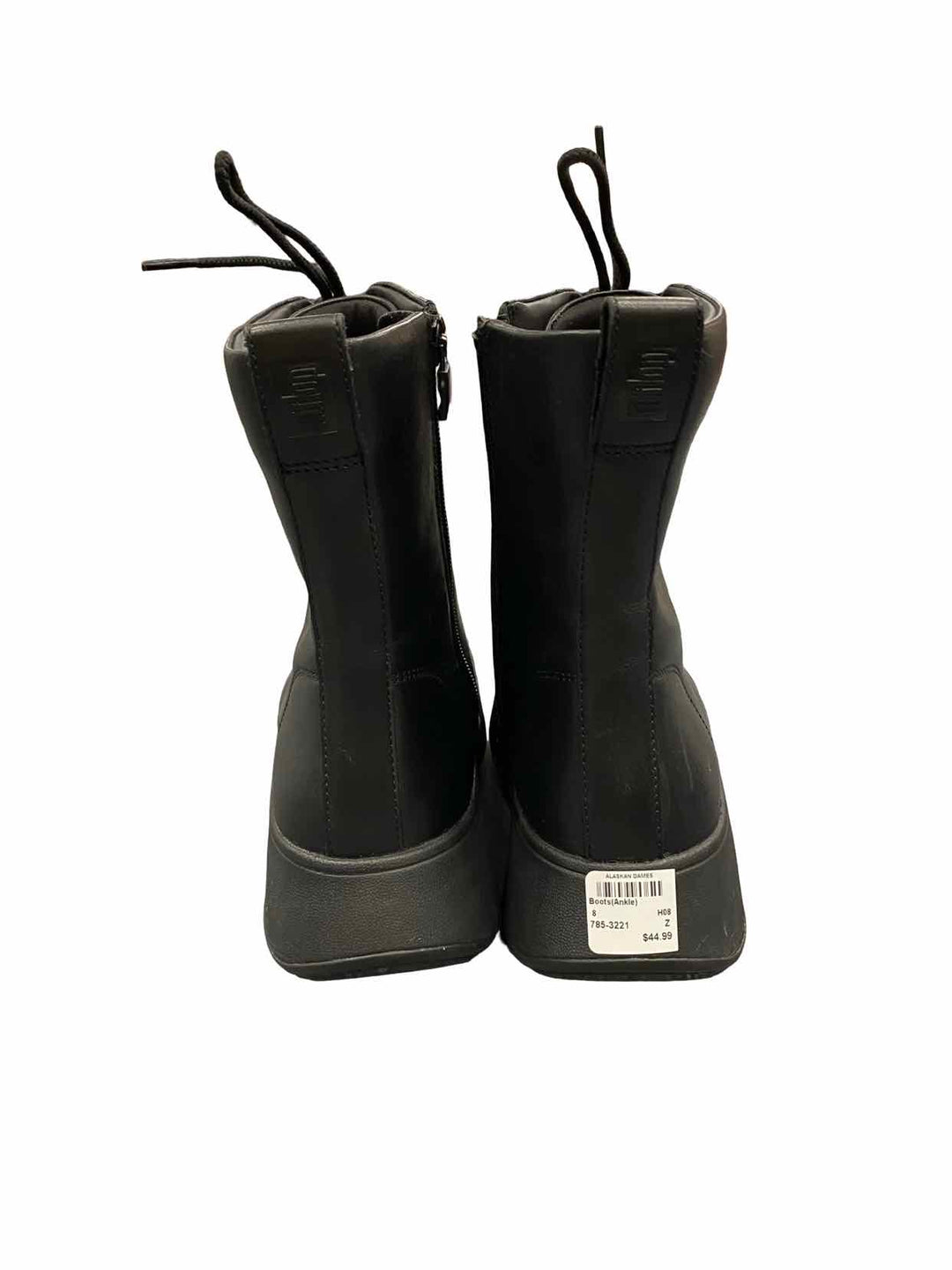 Fitflop Shoe Size 8 Black Leather Lace-Up Flatform Boots(Ankle)