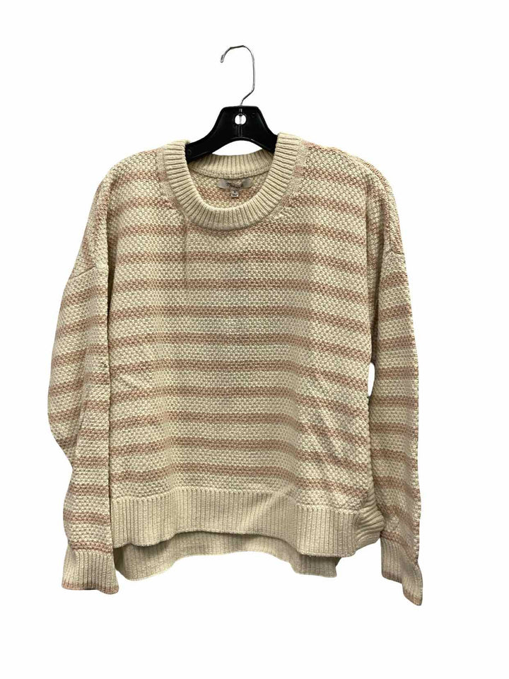 MadeWell Size M Cream Pink Striped Sweater