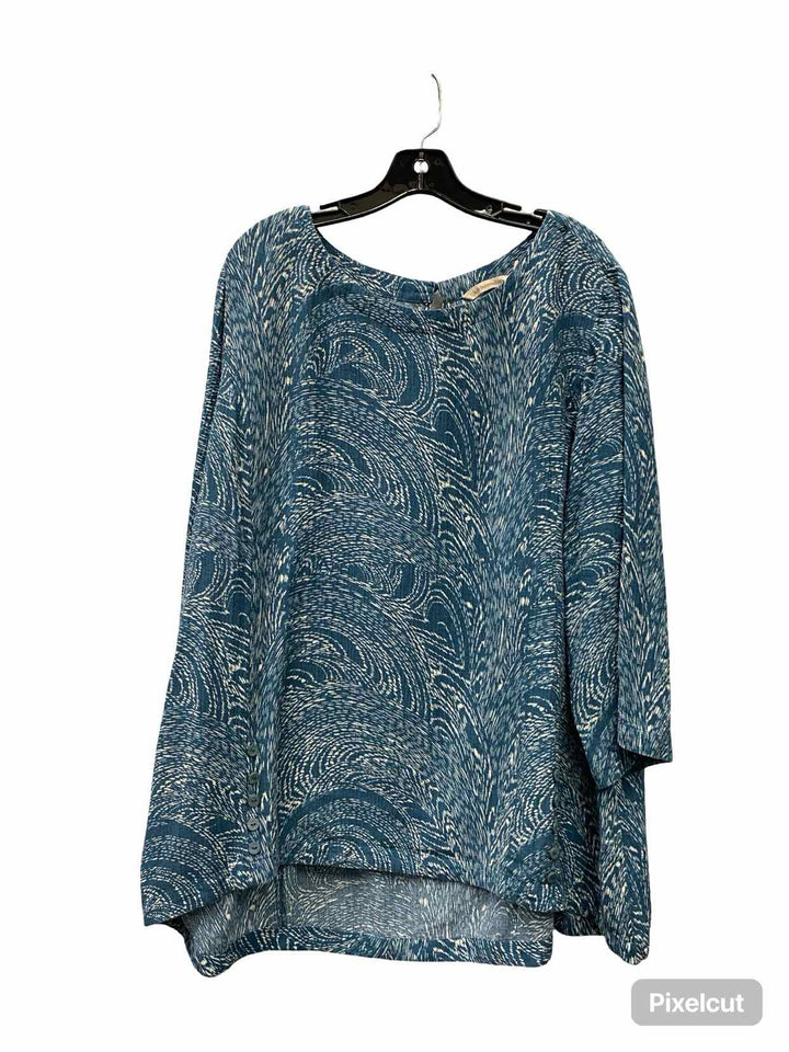 Soft Surroundings Size 3X Teal Print Long Sleeve Shirts