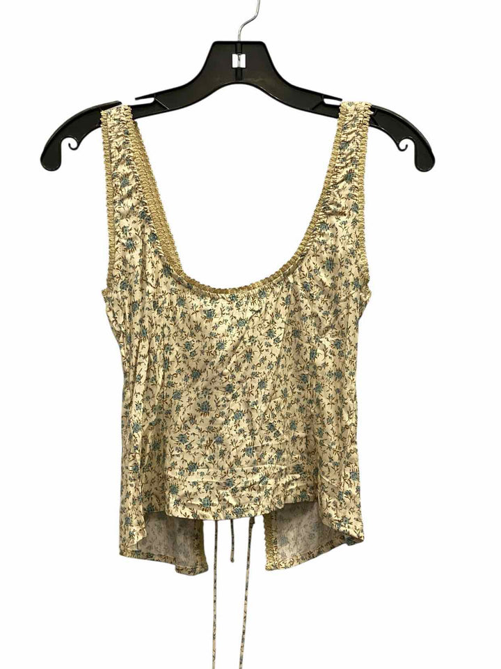 Motel Size XXS Cream Blue Roses Tank Top