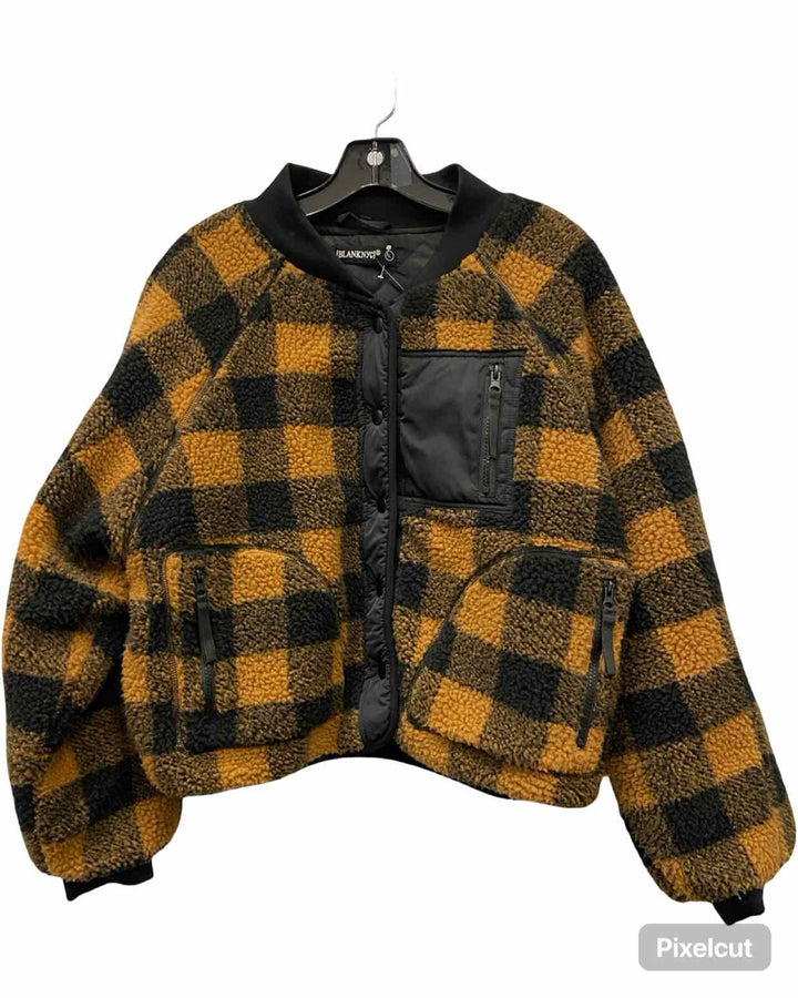 BlankNYC Size L Orange Black Checkered Coat(short)