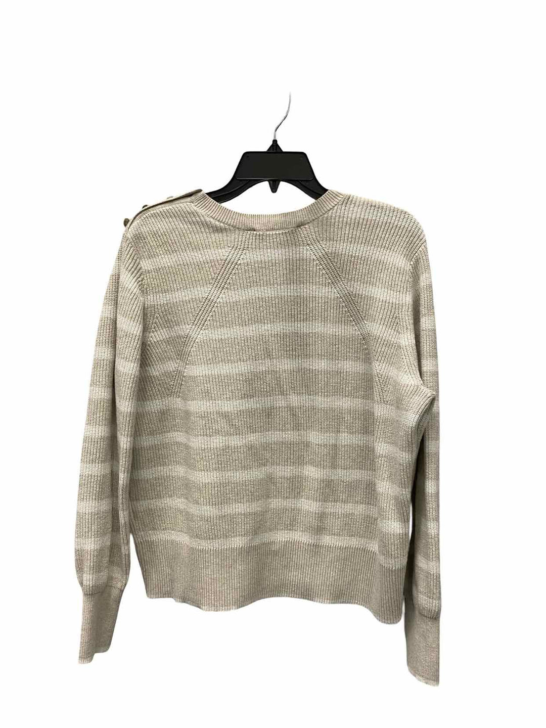 Loft Size SP Beige White Striped 72% Cotton Sweater