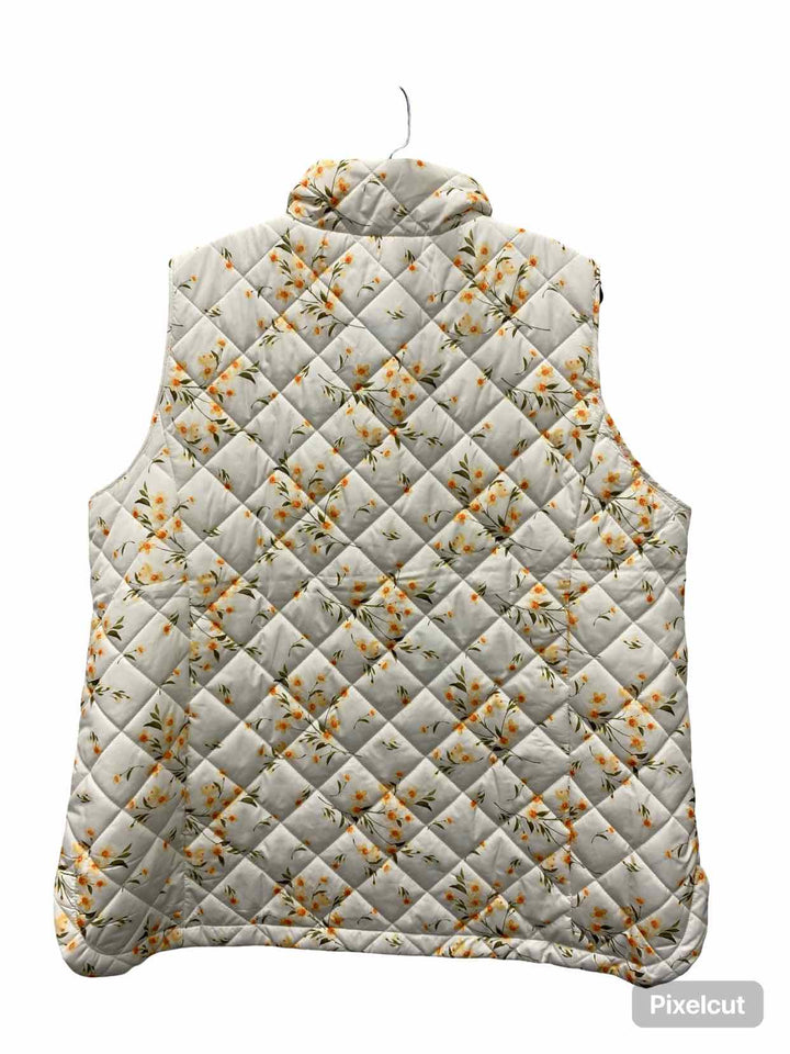 Lands End Size XL White Yellow Floral Vest (Outdoor)