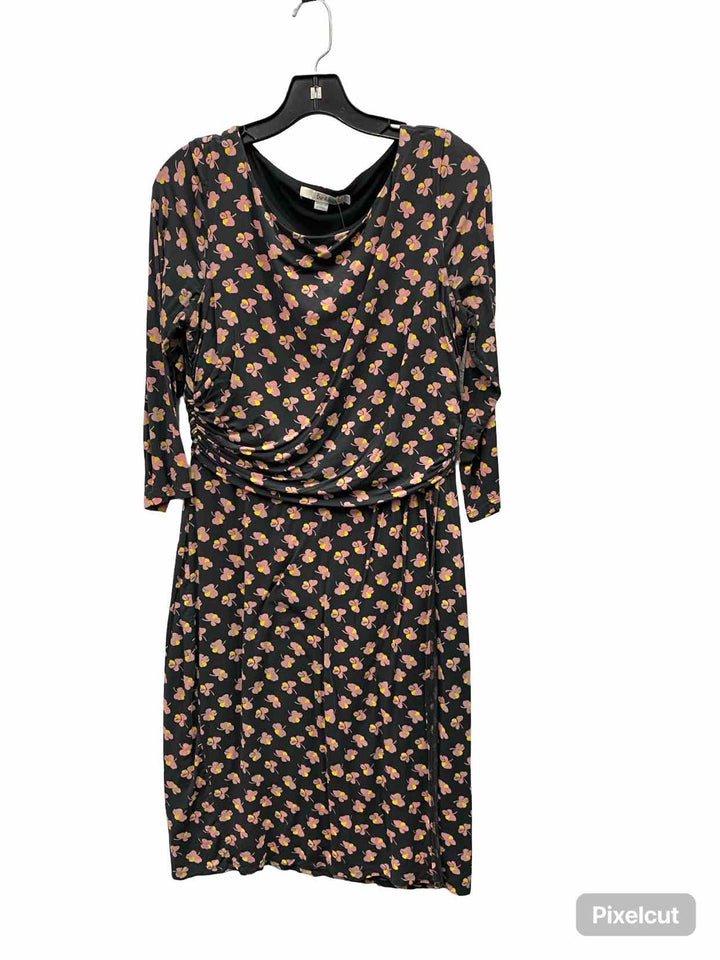 boden Size 10 Grey Pink Print Dress