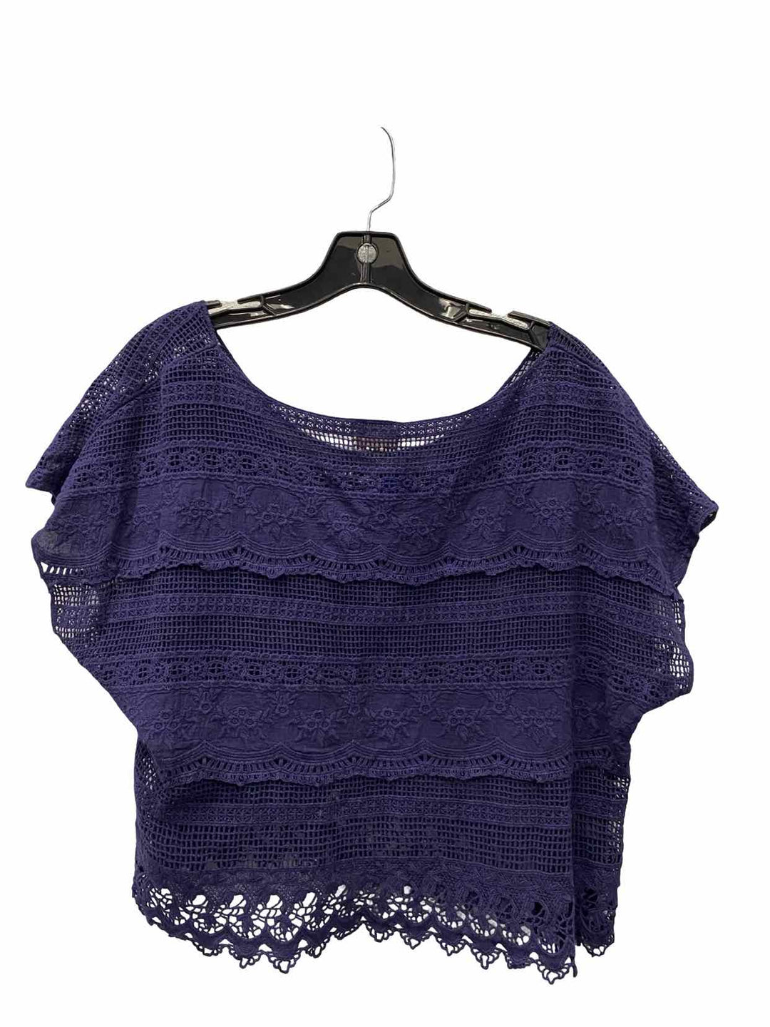 Lost Size L Black crochet 100% cotton Short Sleeve Shirts