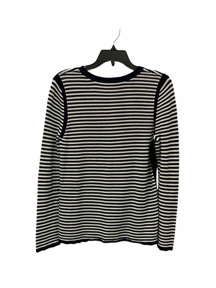Talbots Size M Black White Striped Long Sleeve Shirts