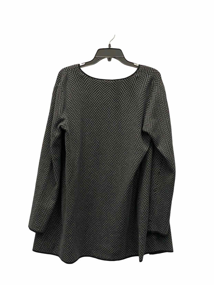 Vince Camuto Size M Black Gray zigzag 100% cotton Sweater