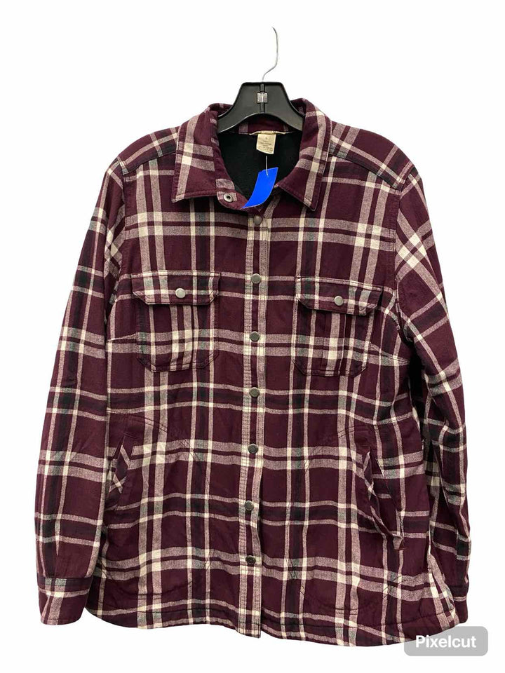 Duluth Trading Size L Purple White Plaid 100% cotton  Jacket