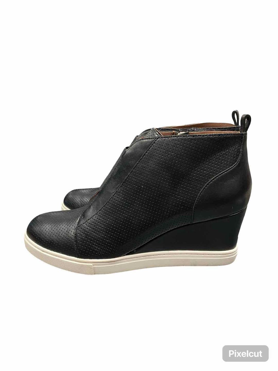 Linea Paolo Shoe Size 9 Black Leather Felicia Wedge Sneaker Boots(Ankle)