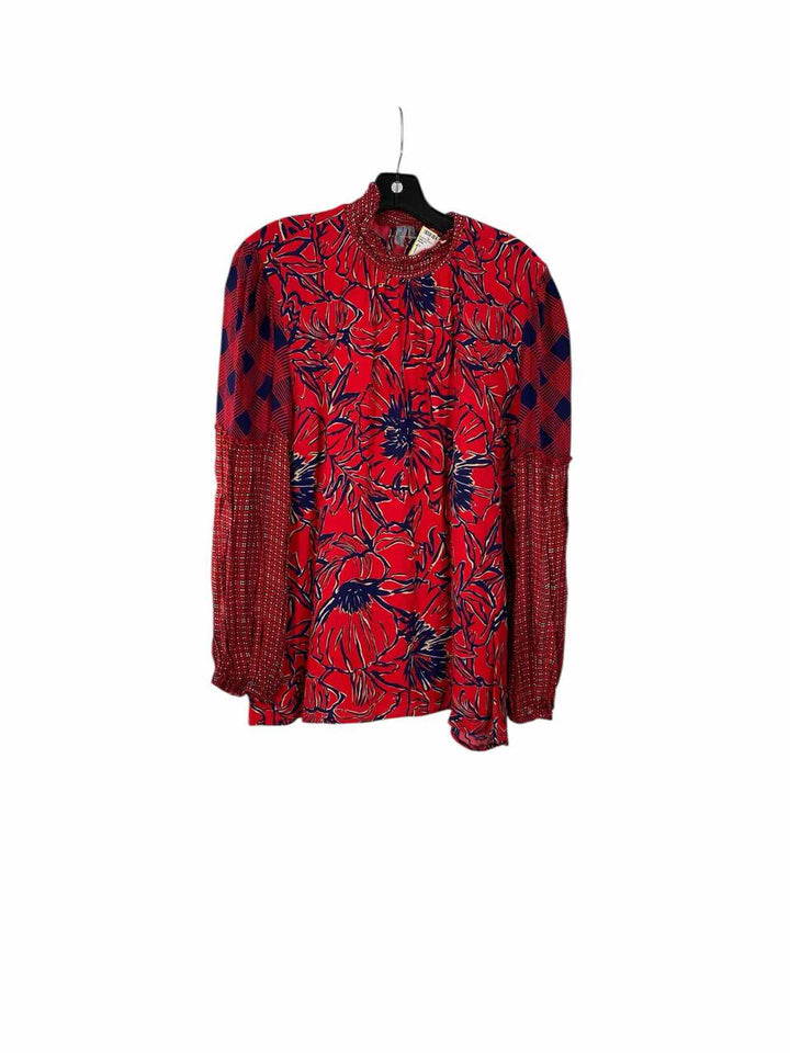 bl^nk London Size XL Red Print Long Sleeve Shirts