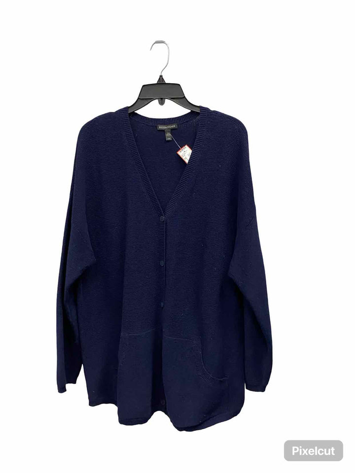 Eileen Fisher Size M Navy Cotton & Hemp Sweater