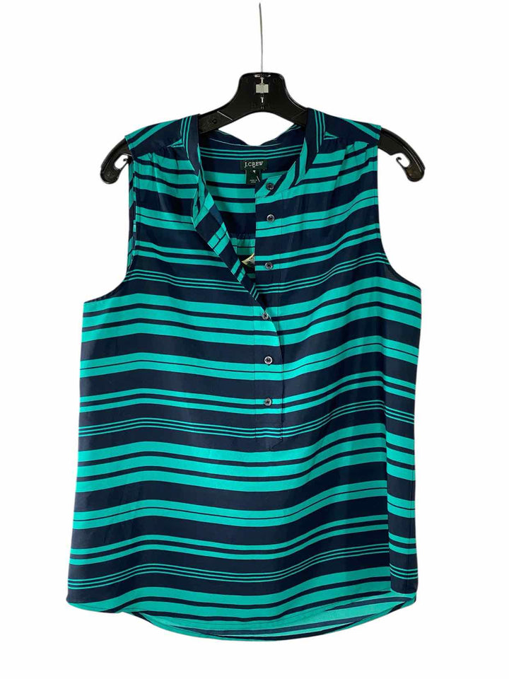 J. Crew Size 10 Teal navy Stripe Tank Top