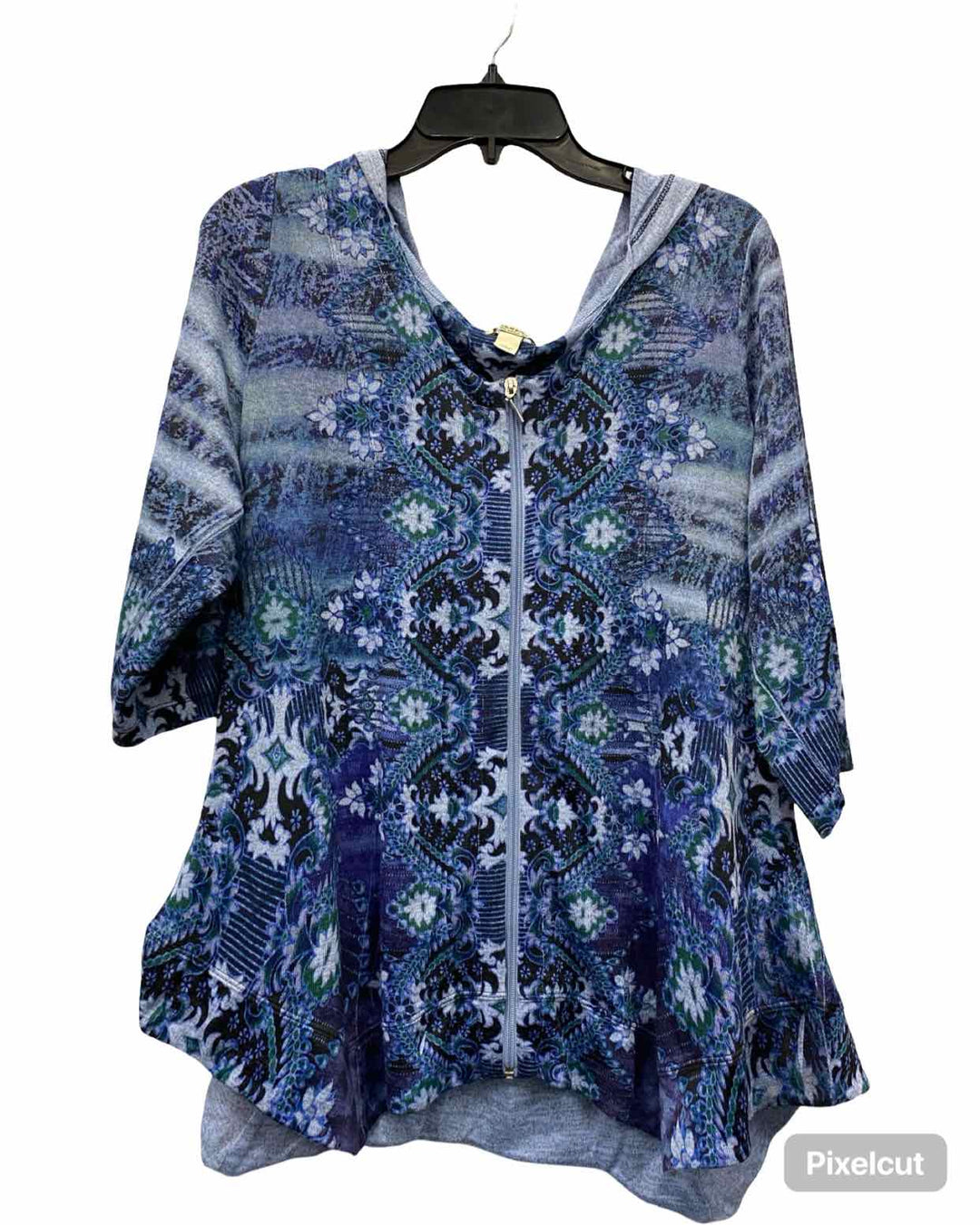 One World Size 1X Blue Print Sweatshirt