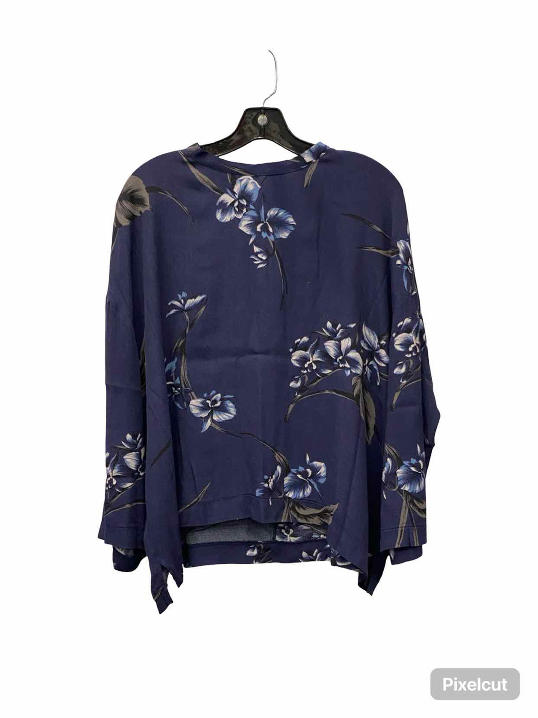 Ganni Size L Navy Floral NWT Long Sleeve Shirts