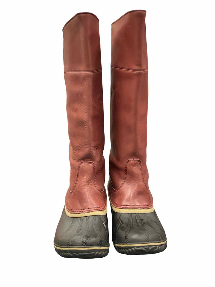 Sorel Shoe Size 11 Red Leather Slimpack Riding Tall II Boots(knee)