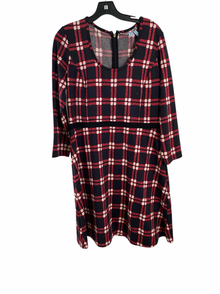 Draper James Size L Black Pink Plaid Dress