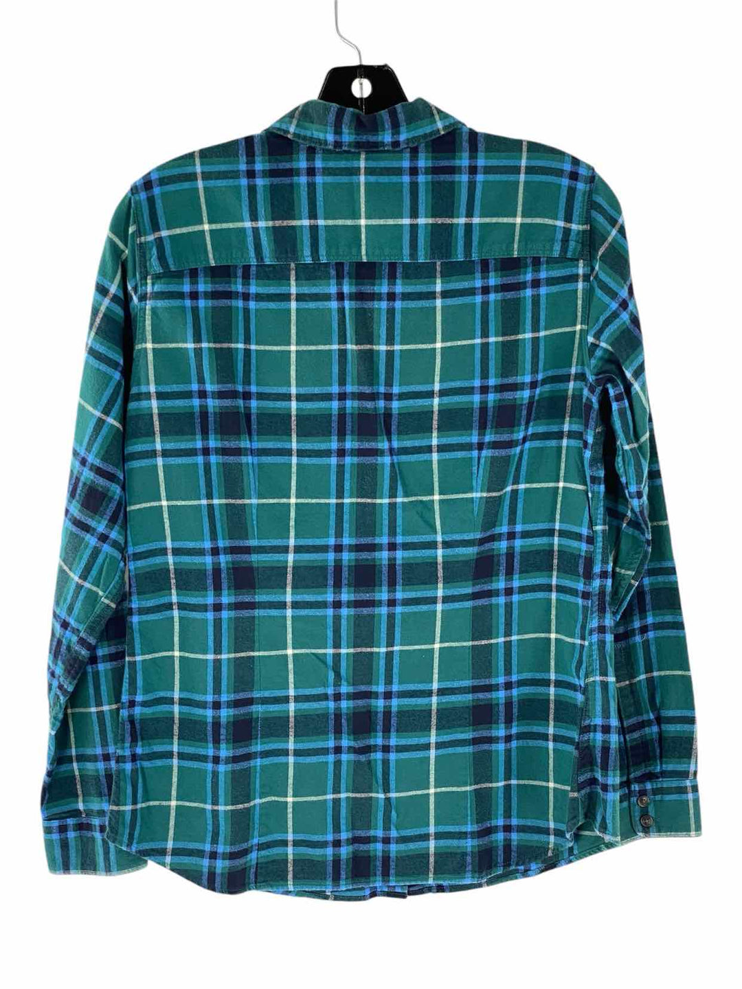 Eddie Bauer Size S Green Blue Plaid 100% cotton Long Sleeve Shirts