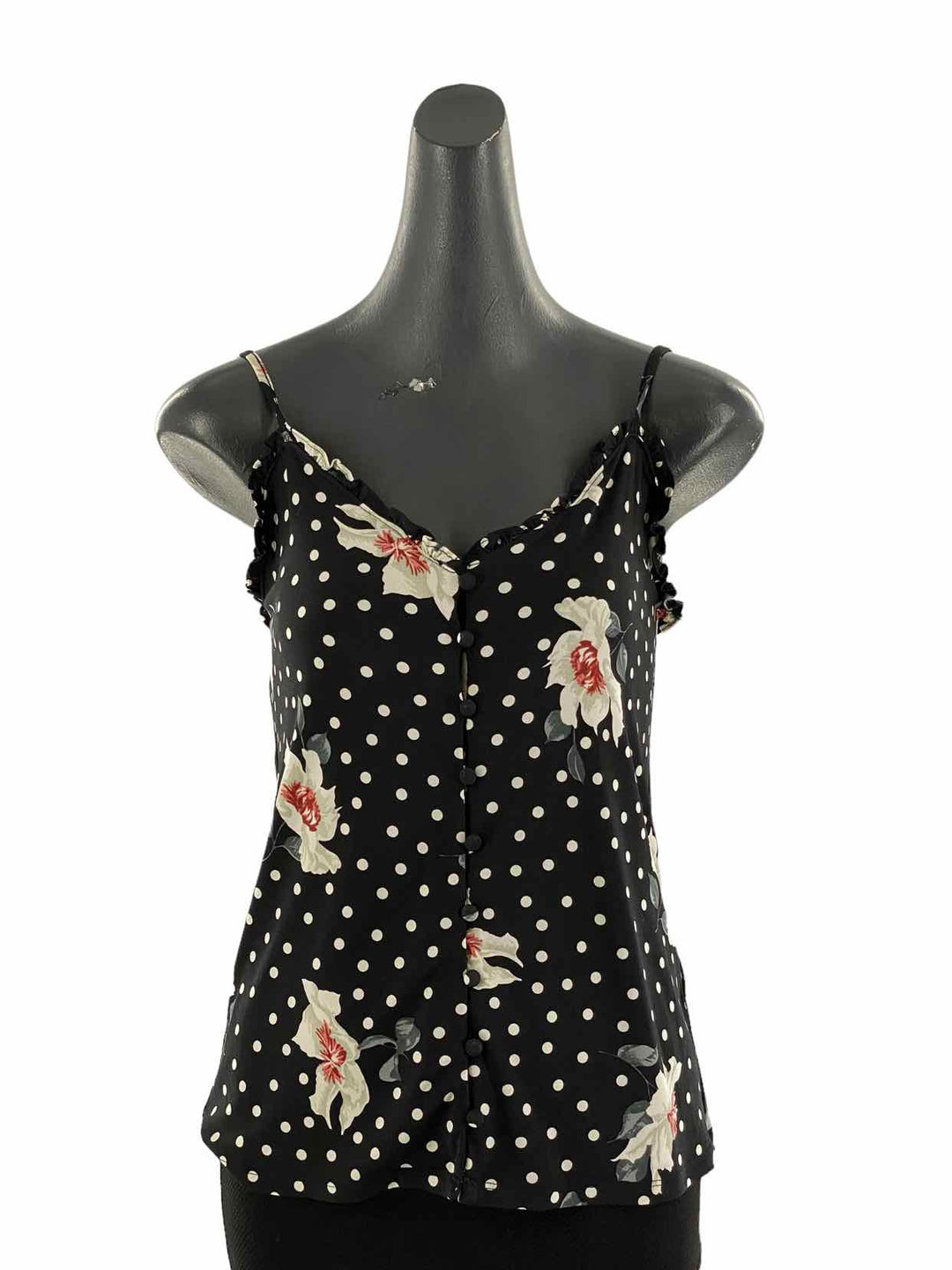 Oasis Size XS Black White Flowers Tank Top