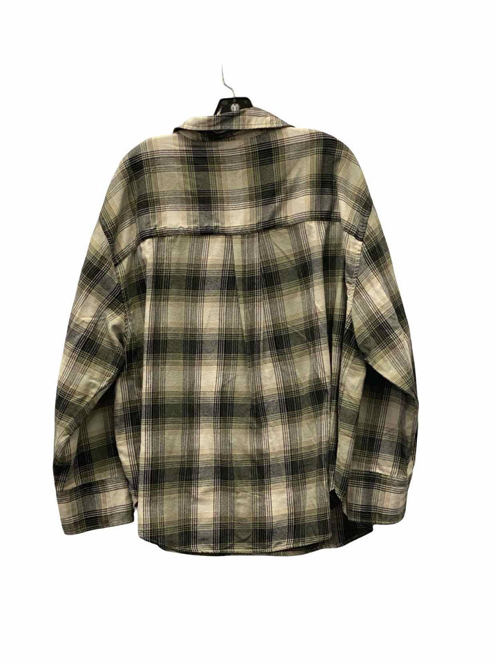 American Eagle Size L Green Black Flannel Long Sleeve Shirts