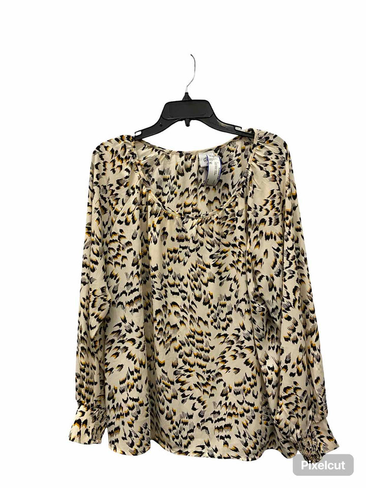 Cabi Size XL Beige Brown Cheetah Long Sleeve Shirts