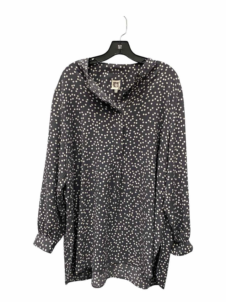 Ann Klein Size 3X Purple White Dots Long Sleeve Shirts