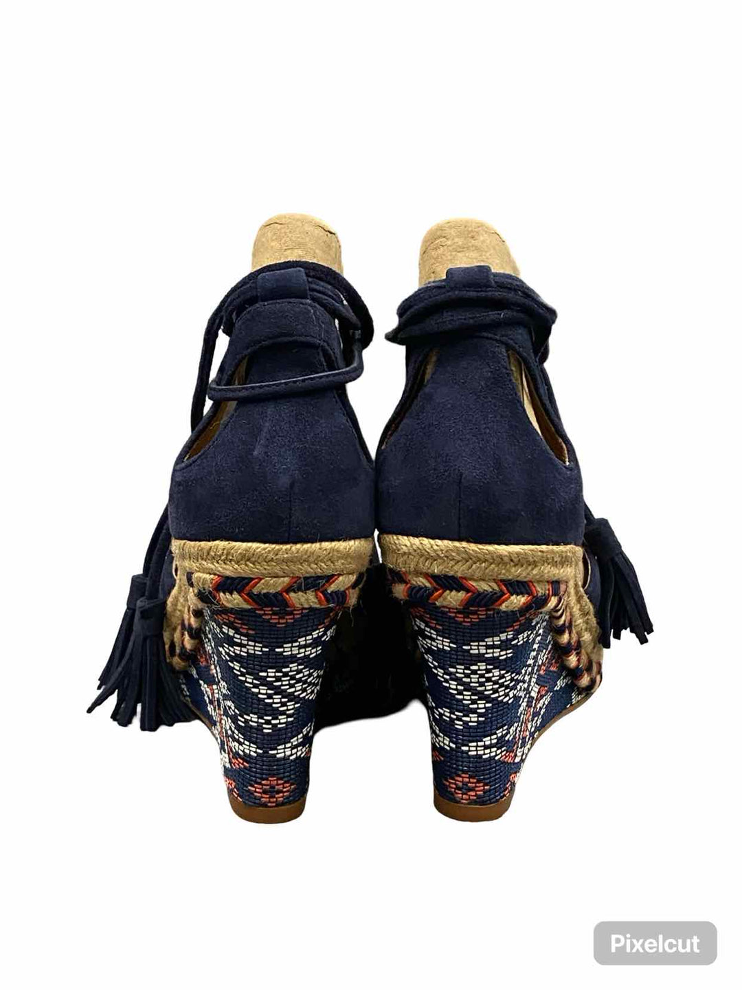 Cabi Shoe Size 7 Navy Suede Wedge Isla Sandals