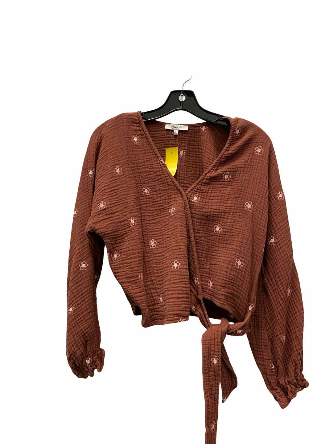 MadeWell Size S Brown Embroidered 100% cotton Long Sleeve Shirts