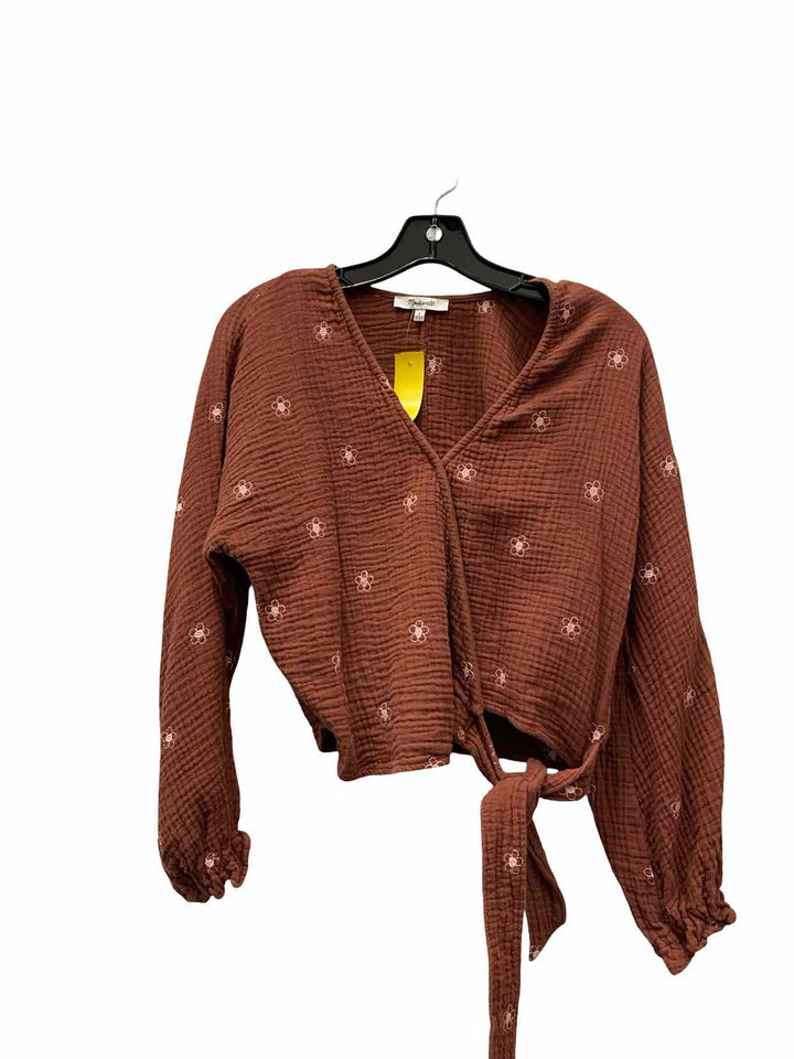 MadeWell Size S Brown Embroidered 100% cotton Long Sleeve Shirts