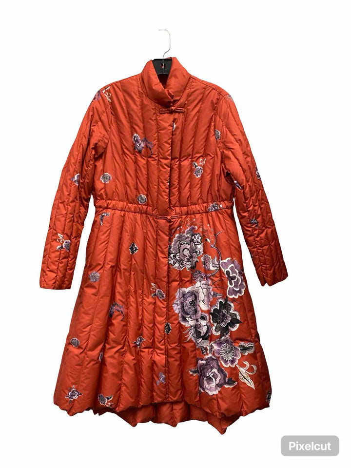 Unknown Brand Size S Orange Floral Coat(Long)