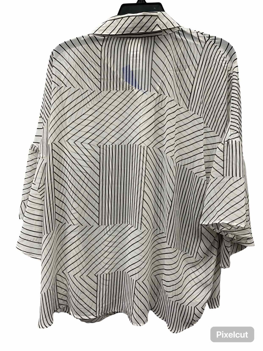 Cabi Size XL White Black Striped Long Sleeve Shirts