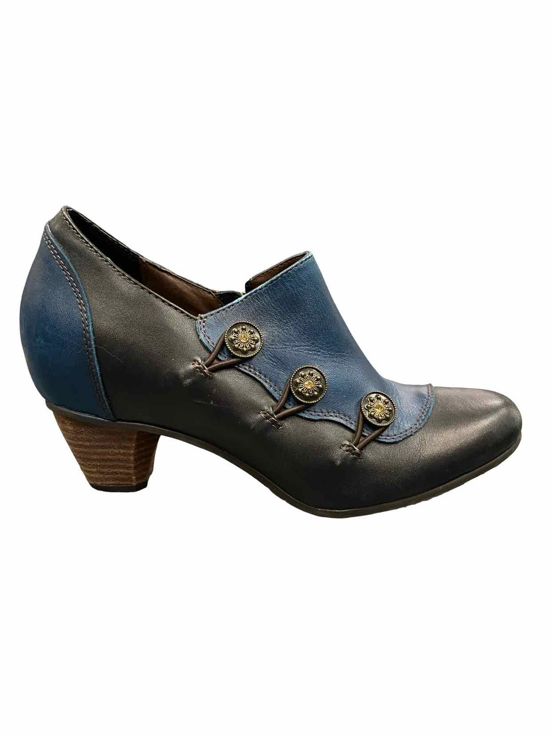 L'Artiste Shoe Size 40 Blue Black Leather Greentea Boots(Ankle)