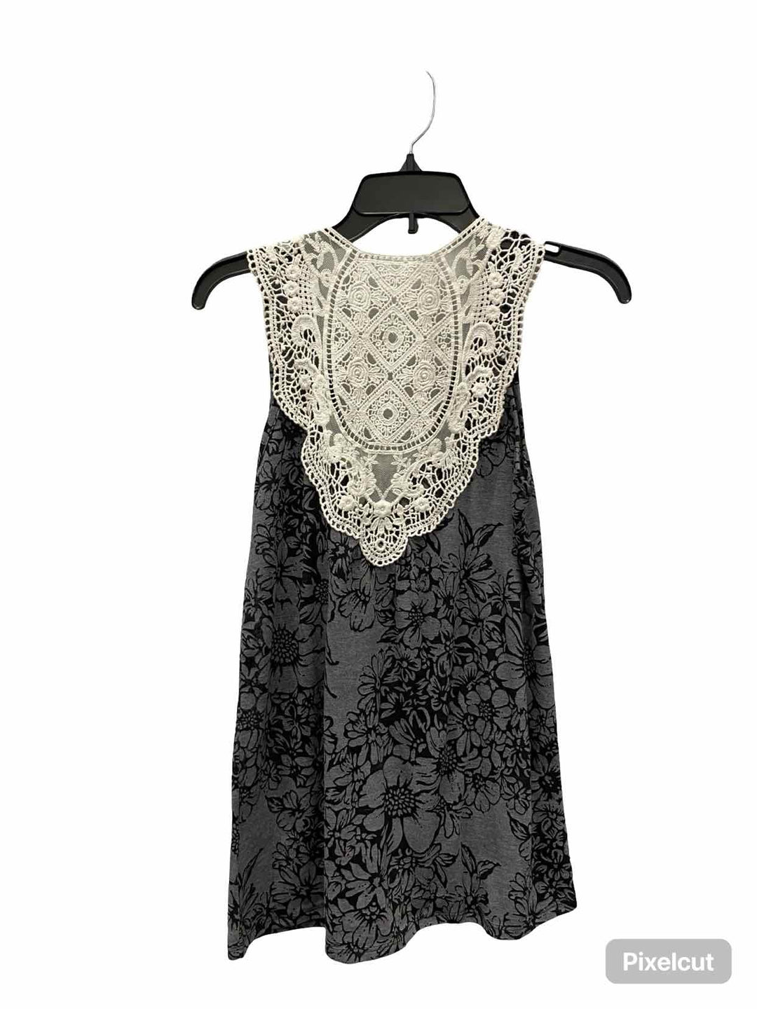 everly Size M Grey Black Floral Tank Top