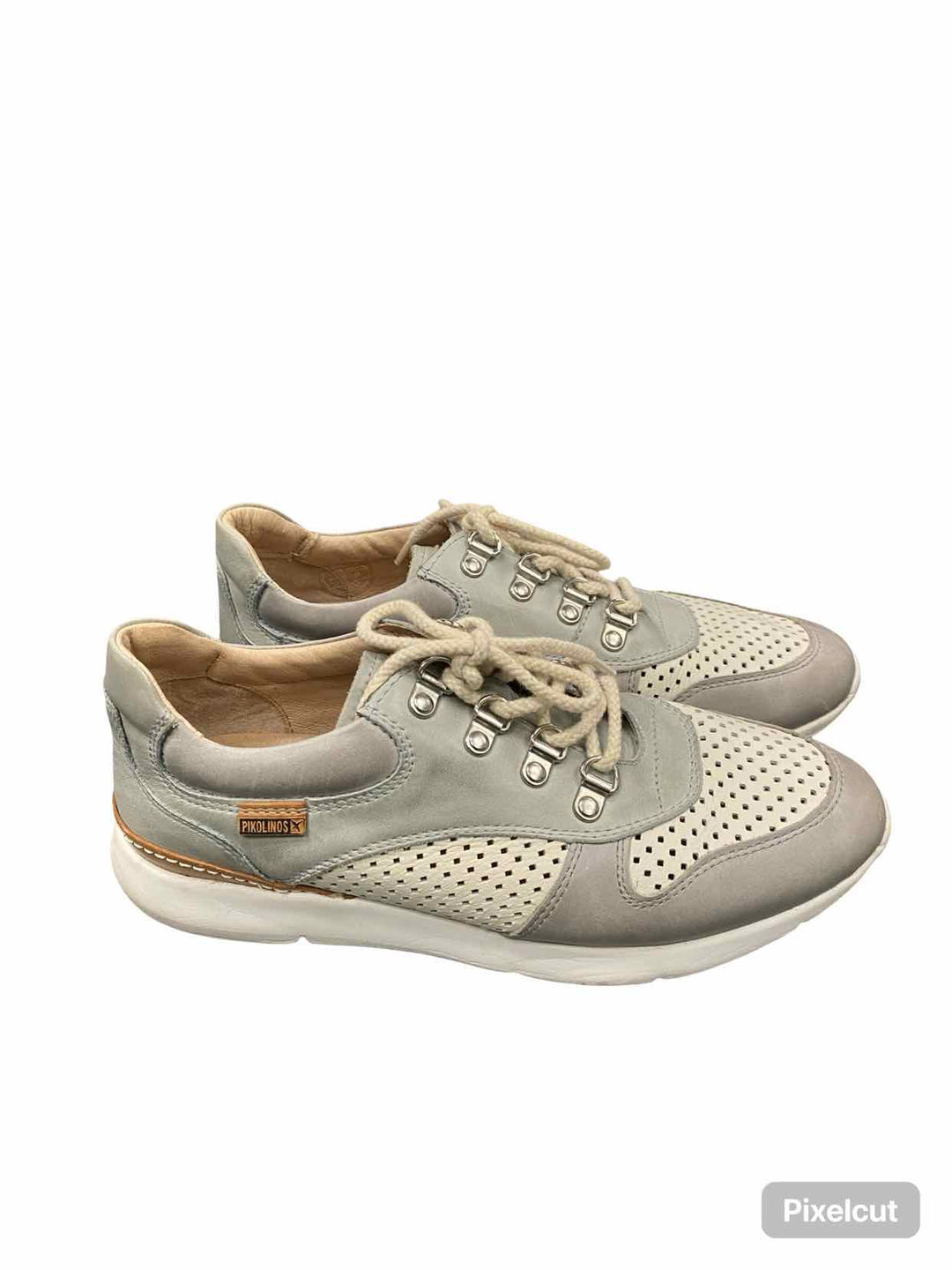 Pikolinos Shoe Size 39 Grey Perforated Leather Sneakers