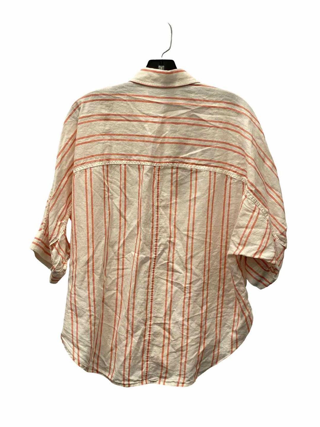 MadeWell Size S White Red Striped Linen & Cotton Long Sleeve Shirts