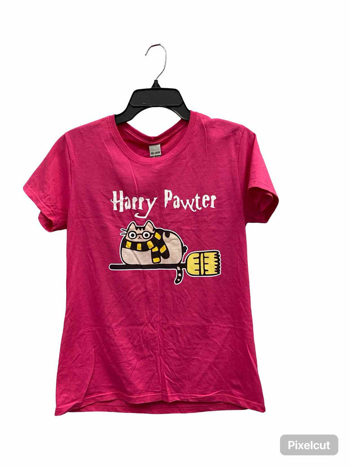 Gildan Size M Pink Print T-shirt