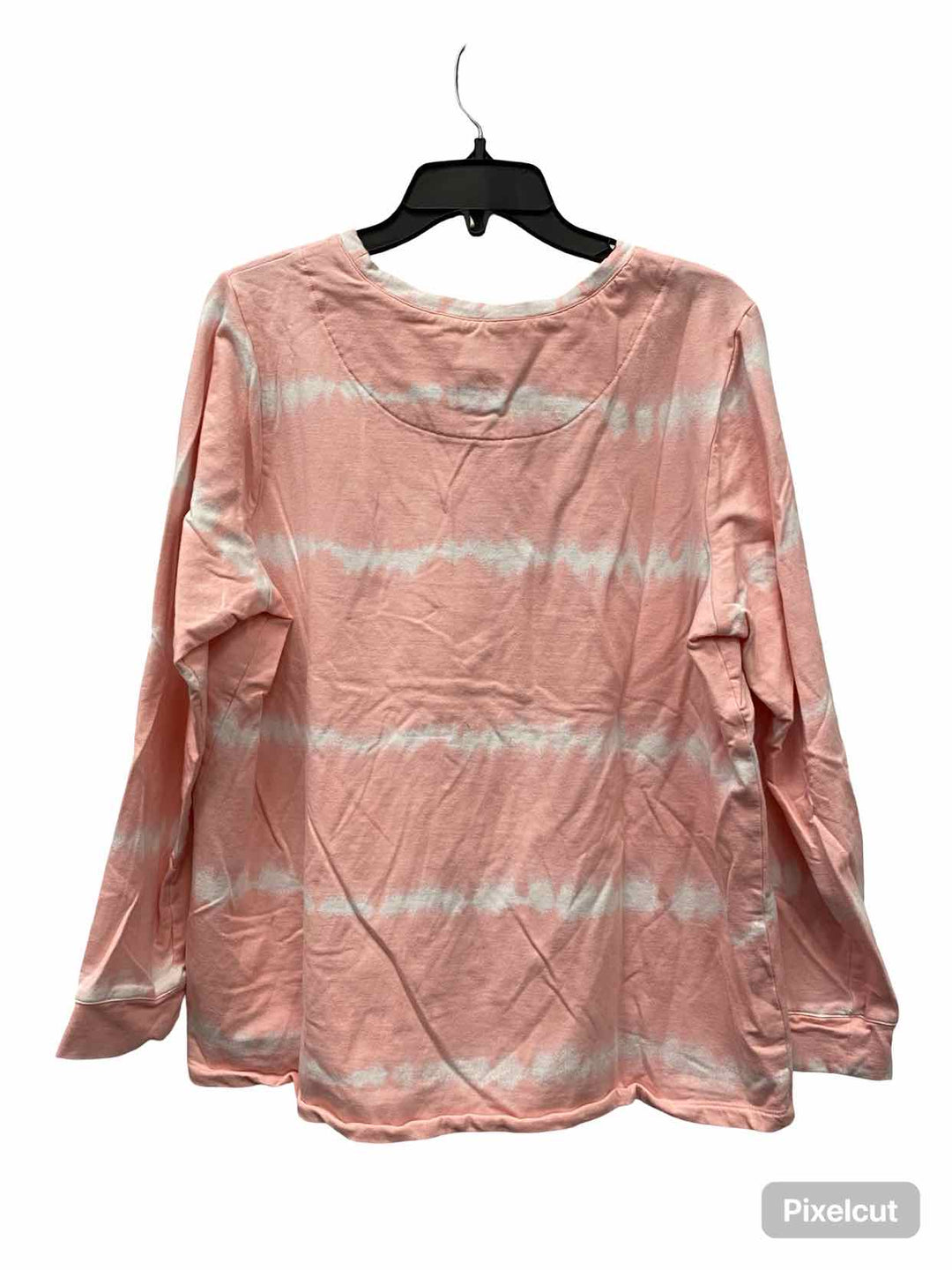 D&Co. Size L Pink White Tie Dye 94% Cotton Long Sleeve Shirts