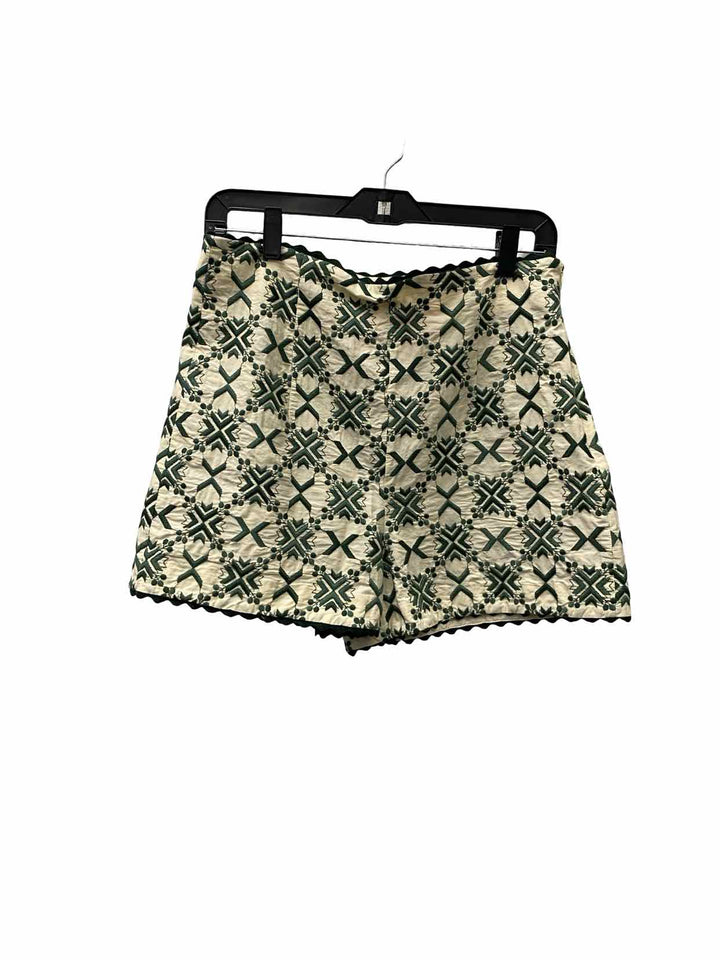ZARA Size L Green Cream Shorts
