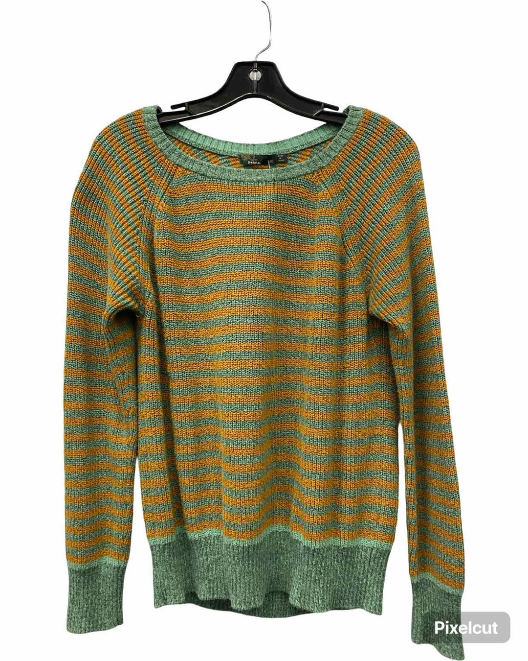 PrAna Size M Orange Green Striped Sweater