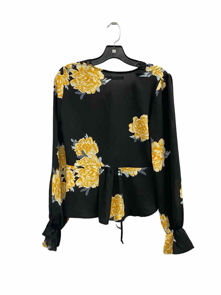 BIKBOK Size M Black Floral Long Sleeve Shirts