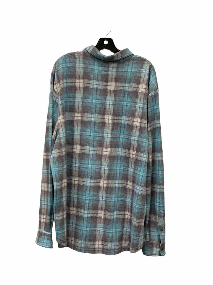 Lucky Brand Size XXL Blue Plaid Button Up Long Sleeve Shirts