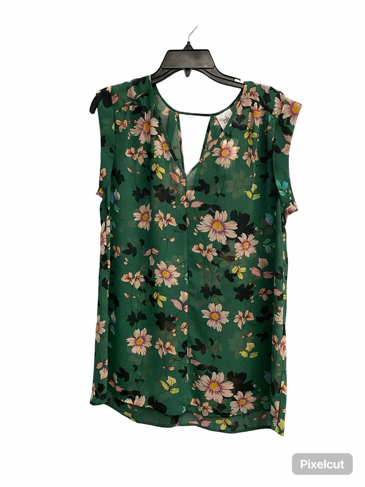 Cabi Size M Green Floral Tank Top