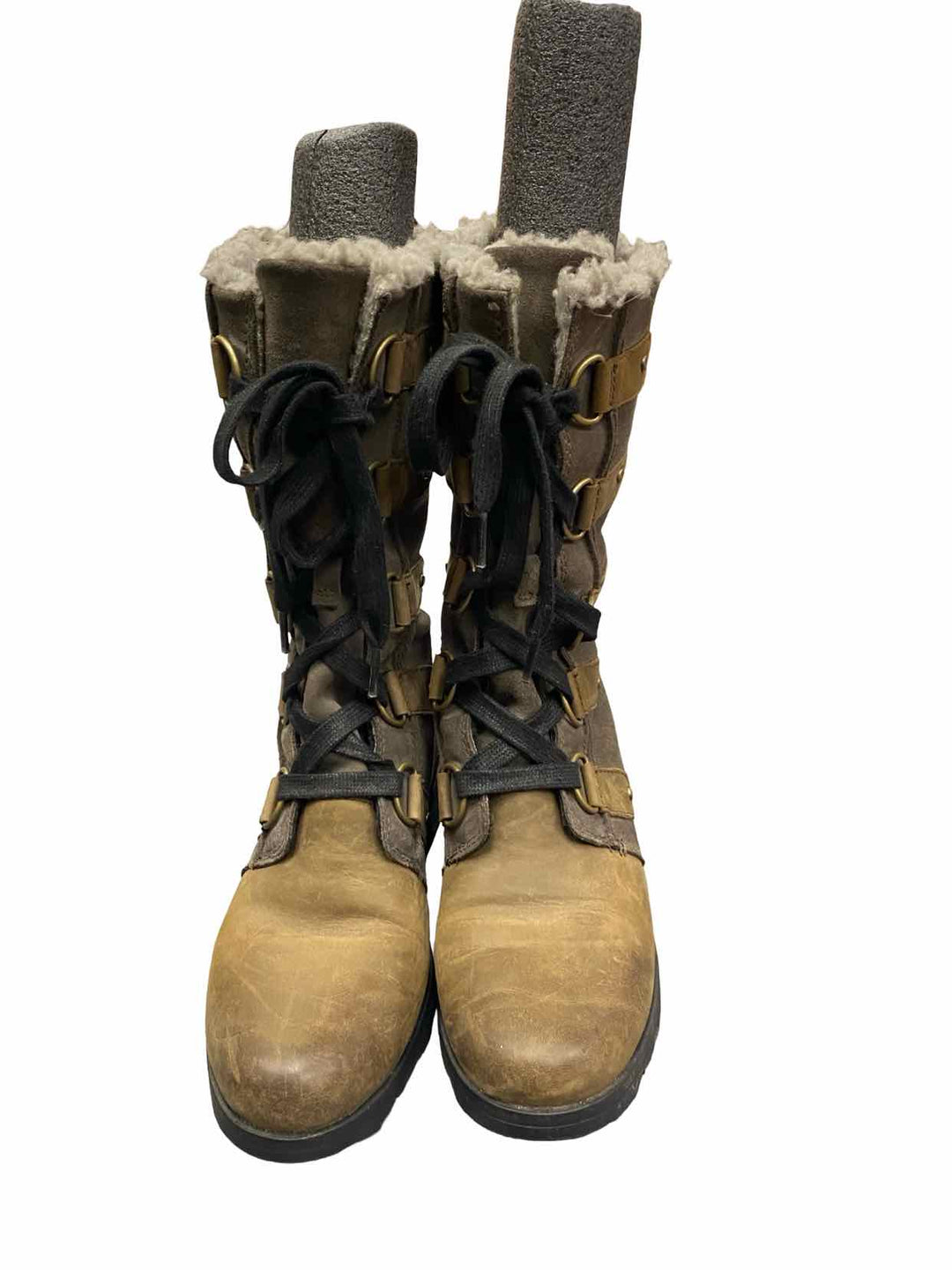 Sorel Shoe Size 8.5 Brown Leather Emelie Lace-Up Waterproof Boots(knee)