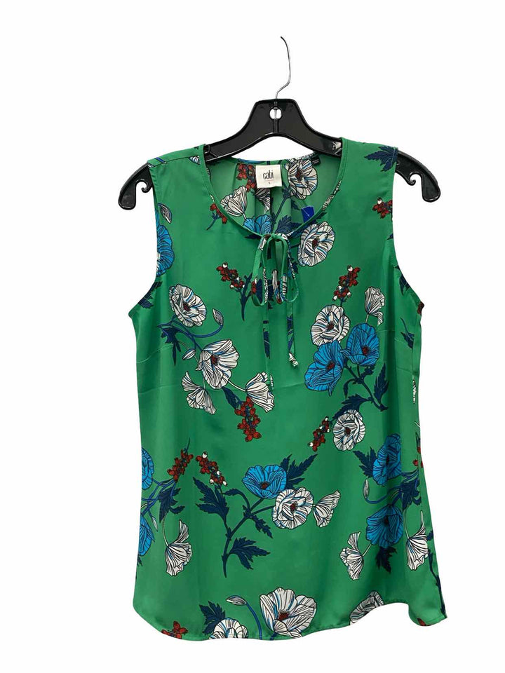 Cabi Size S Green Floral Tank Top