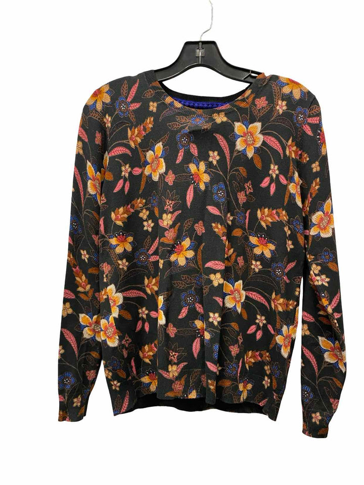 Daniel Rainn Size S Black Peach Floral Sweater