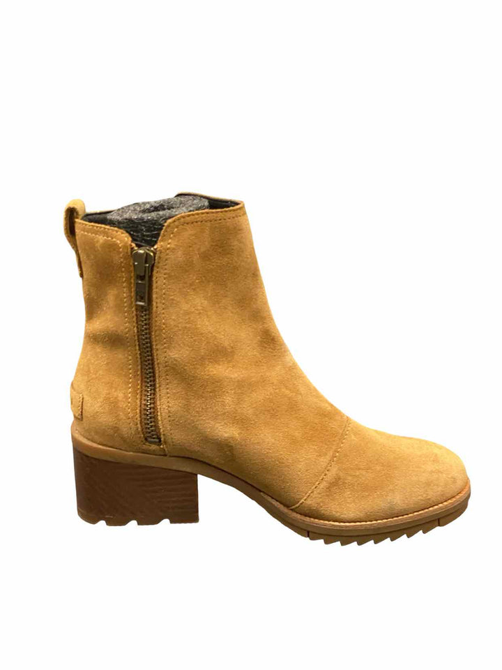 Sorel Shoe Size 7 Camel Brown Suede Cate Waterproof Block Heel Boots(Ankle)