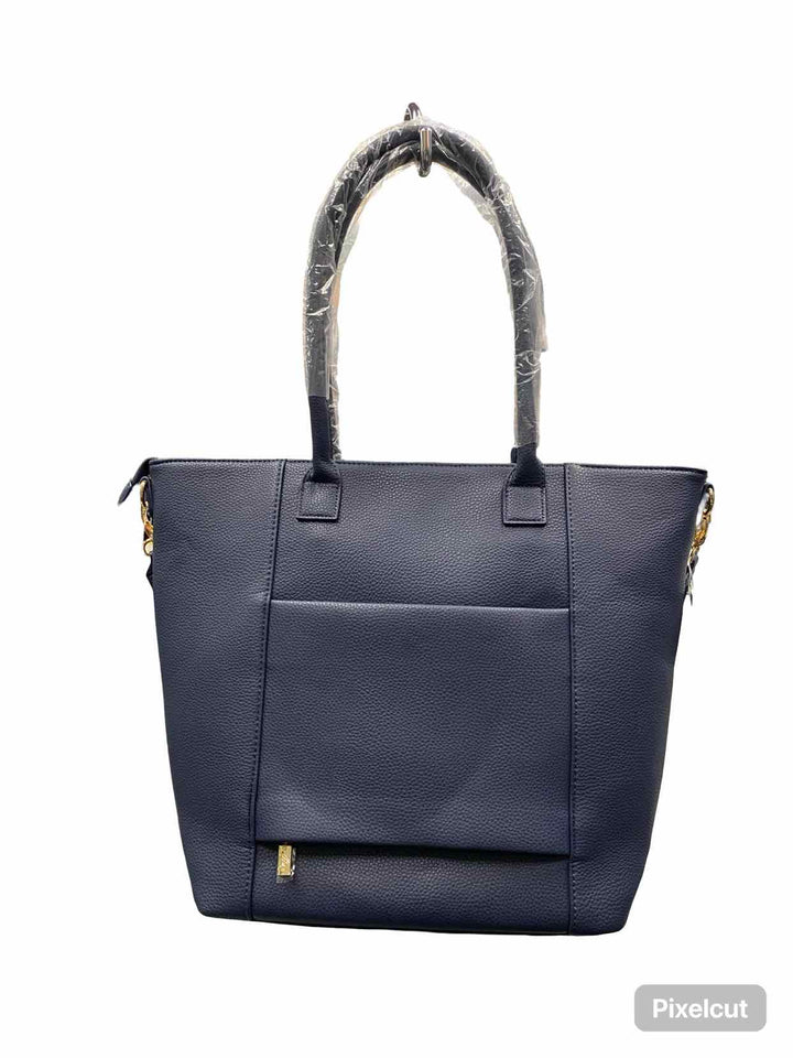 Pretty Simple Navy Courtney Checkered Tote Purse