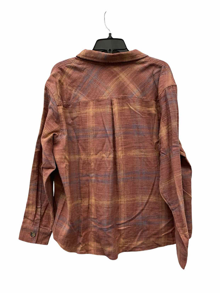 Maurices Size XL Brown Yellow Plaid 100% cotton Long Sleeve Shirts
