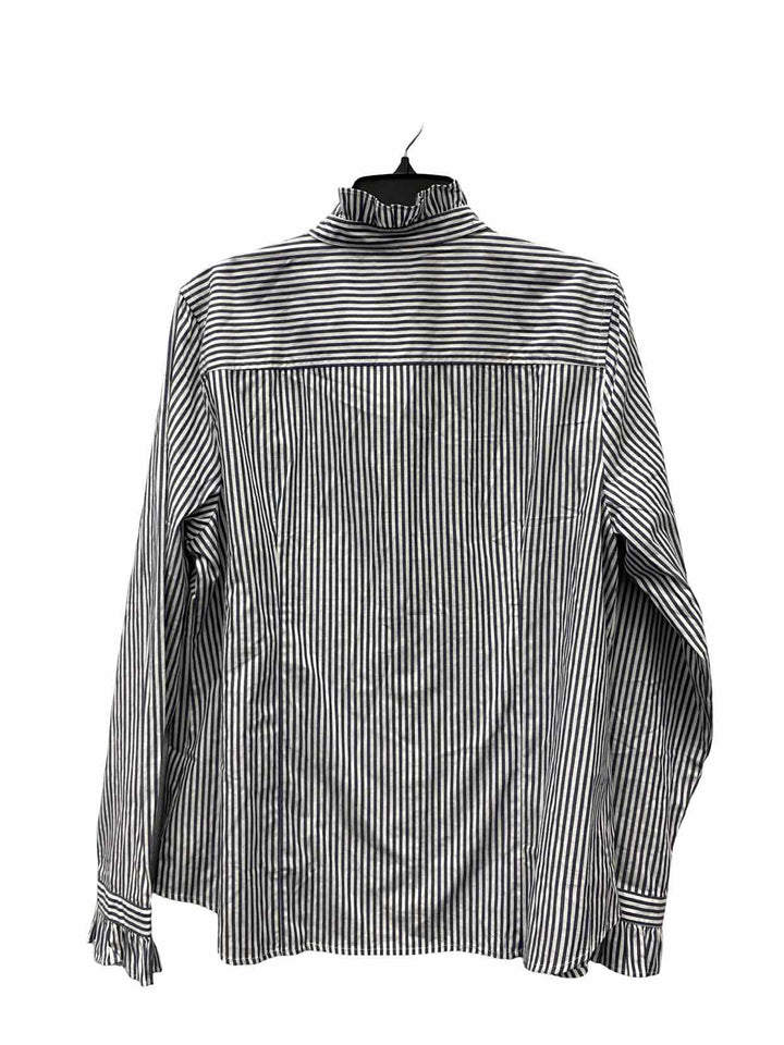 J Crew Size XL Gray White Striped Long Sleeve Shirts