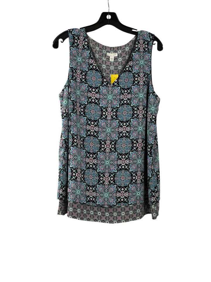J Jill Size M Blue Multi Tank Top